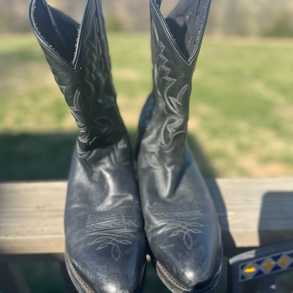 Men's Laredo Black Leather Western Cowboy Boots Size 14